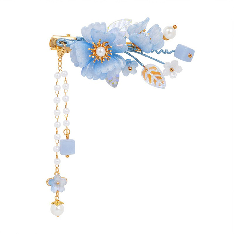 Blue Petal Hair Clip Buyao Cute Style Hanfu Accessory