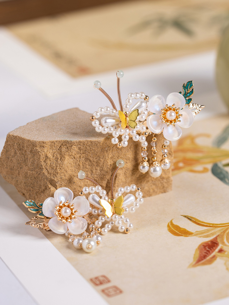 Children Hair Accessories Butterfly Hair Clips Bu Yao Tassel Clips Hanfu Accessories