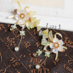 Children Hanfu Accessories Green Lily of the Valley Flower Matching Clips for Girls Classical Accessories