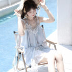 Fashionable Hanfu Summer Tank Top Midi Skirt Set for Sweet Style Girls