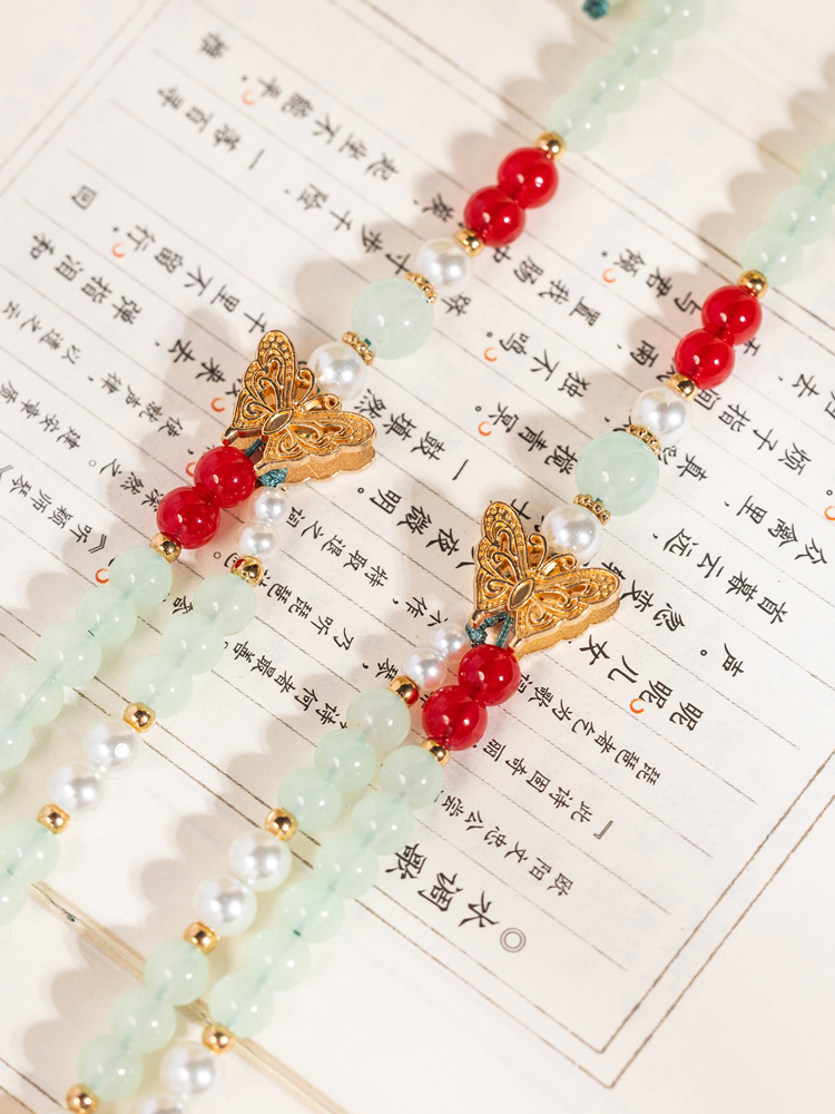 Hanfu Accessories Jade Pendant Necklace Retro Double-Layer Neck Ornament