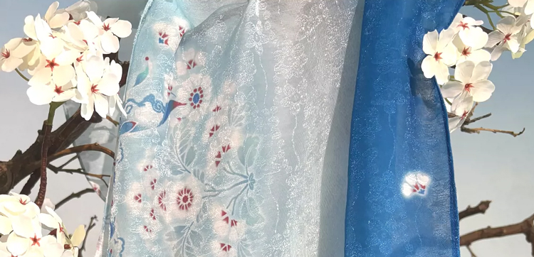 Traditional Tang Dynasty Women Hanfu in the Fa Men Si Style Blue Color Scheme