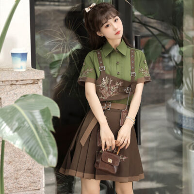 Women Fashionable Ming Dynasty Inspired Hanfu Forest Themed Spring Set