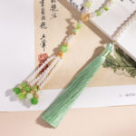 Women Hanfu Green Long Necklace Ming Dynasty Style Ying Luo