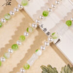 Women Hanfu Green Long Necklace Ming Dynasty Style Ying Luo