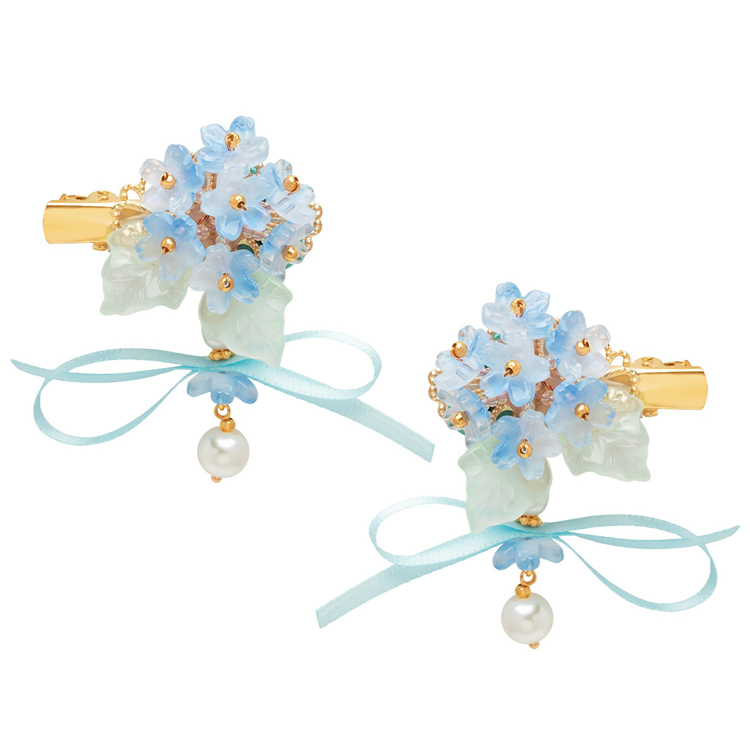 Women Hanfu Hair Clips Blue Cherry Blossom PairQipao Accessories