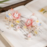 Women Hanfu Hairpin with Vintage Lily-of-the-Valley Flower and Tassel Accents
