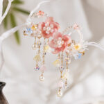 Women Hanfu Hairpin with Vintage Lily-of-the-Valley Flower and Tassel Accents