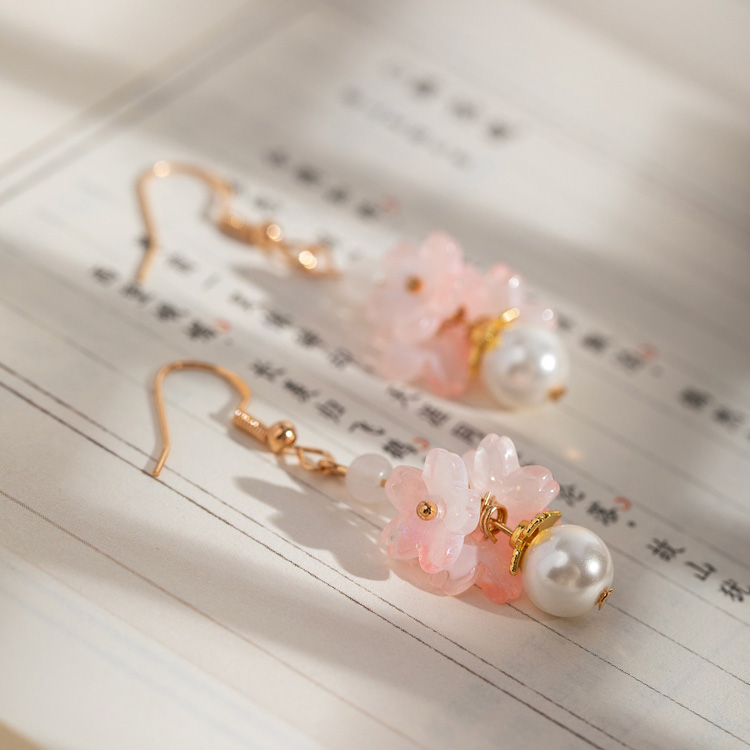 Women Hanfu-Style Osmanthus Tassel Earrings Vintage Accessories