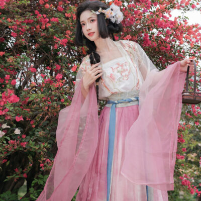 Women Qiyao Hanfu Set Spring Pink Casual Song Dynasty Wear