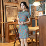 Women Short Qipao Summer Short-Sleeve Casual Dress