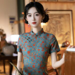 Women Short Qipao Summer Short-Sleeve Casual Dress
