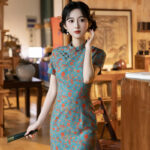 Women Short Qipao Summer Short-Sleeve Casual Dress