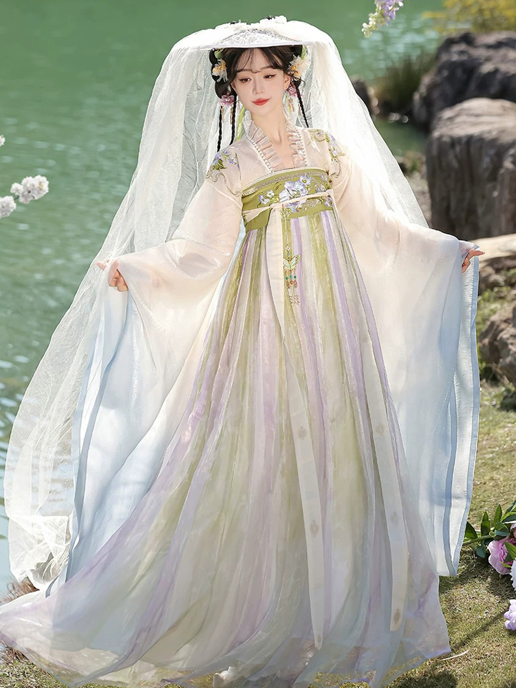 Women Spring Qixiong Shanqun Set with Wide Sleeves