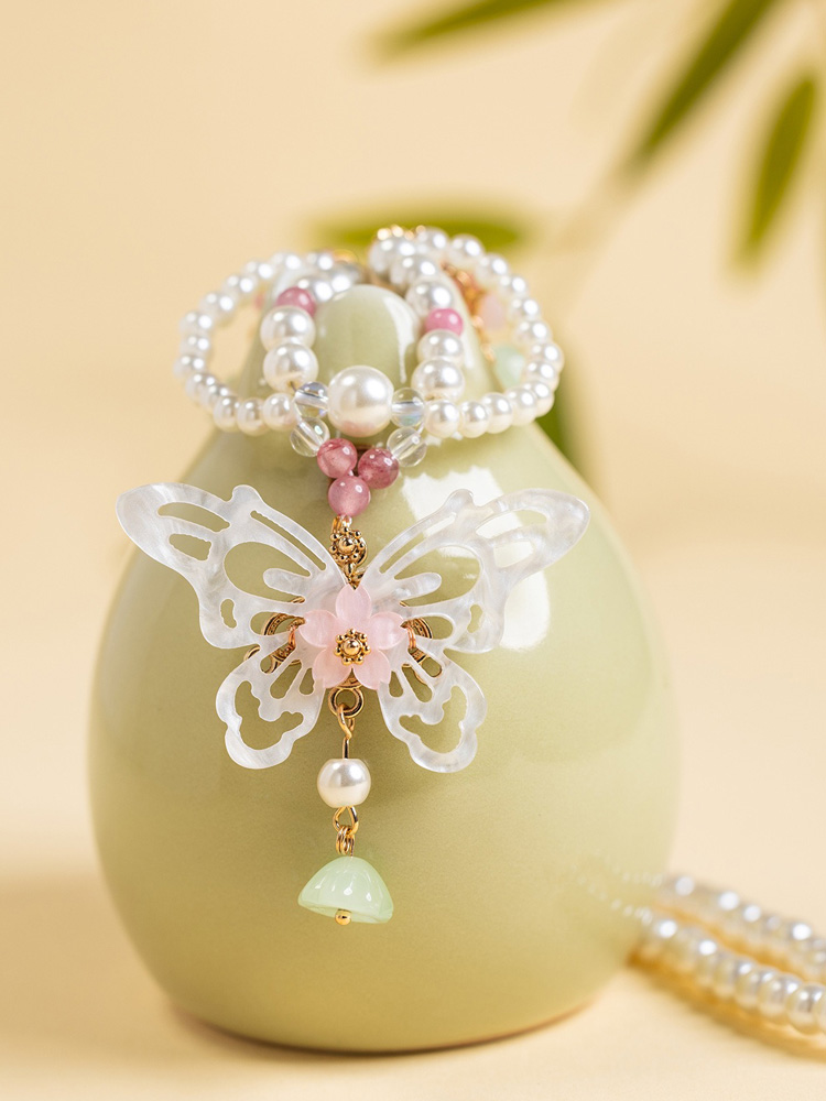 Classic Pearl Necklace Hanfu Yingluo Butterfly Accessory