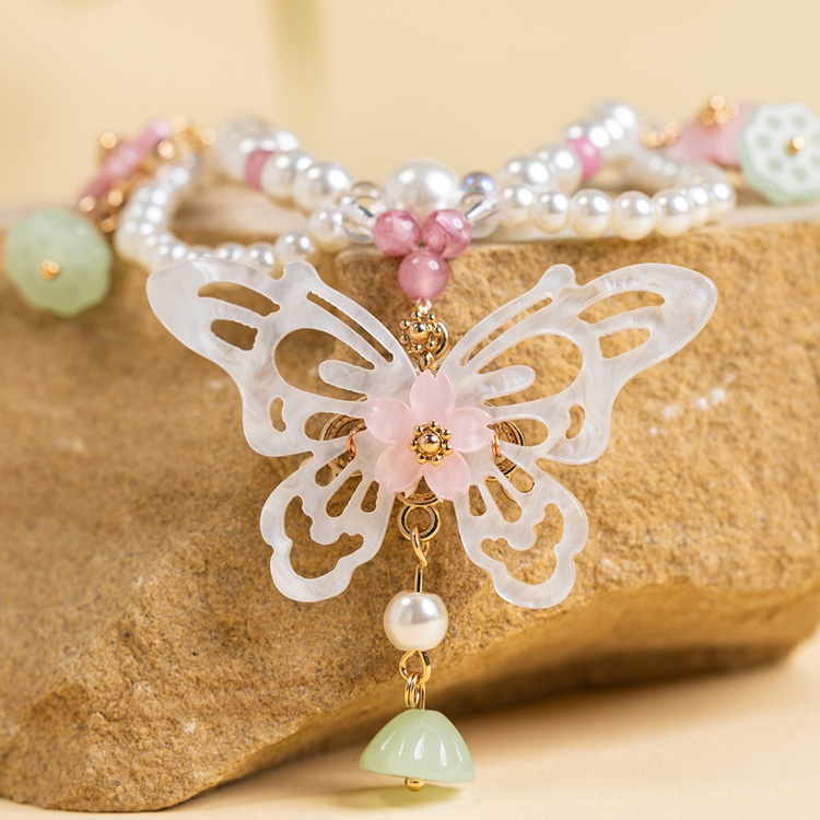 Classic Pearl Necklace Hanfu Yingluo Butterfly Accessory
