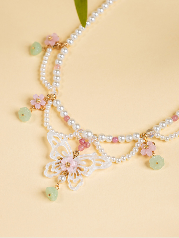 Classic Pearl Necklace Hanfu Yingluo Butterfly Accessory