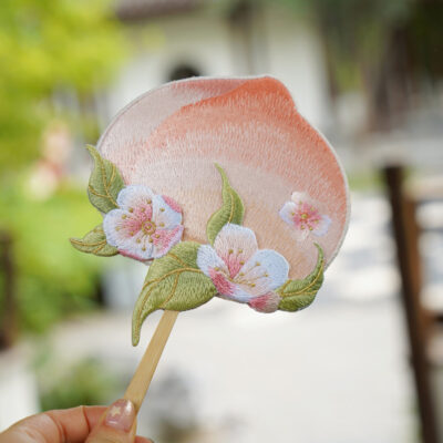 Hanfu Accessories Double-Sided Embroidered Mini Fan Unique Tuanshan Design for Qipao