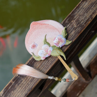 Hanfu Accessories Double-Sided Embroidered Mini Fan Unique Tuanshan Design for Qipao