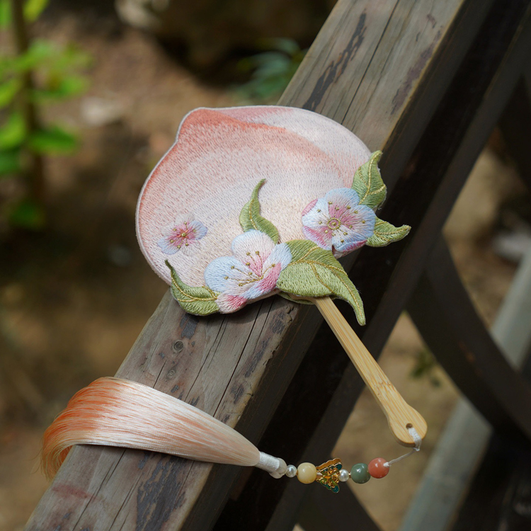Hanfu Accessories Double-Sided Embroidered Mini Fan Unique Tuanshan Design for Qipao