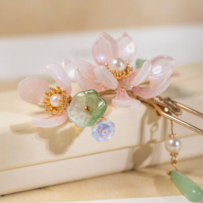 Hanfu Hair Accessory Pink Lotus Flower for Summer Outfits