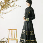 Men Casual Hanfu Ming Dynasty Style Mamian Skirt Modern Stand Collar Shirt