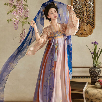 Tang Dynasty Women Qixiong Shanqun Ethereal Dunhuang Style