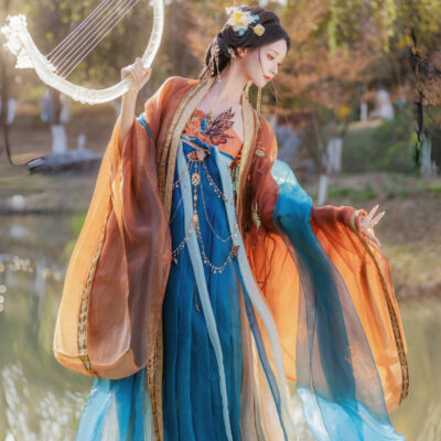 Women Elegant Tang Dynasty Hanfu Set Hezi Qun Summer Set