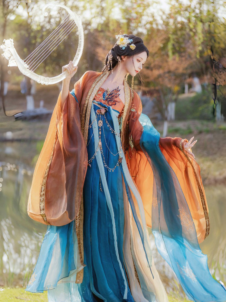 Women Elegant Tang Dynasty Hanfu Set Hezi Qun Summer Set