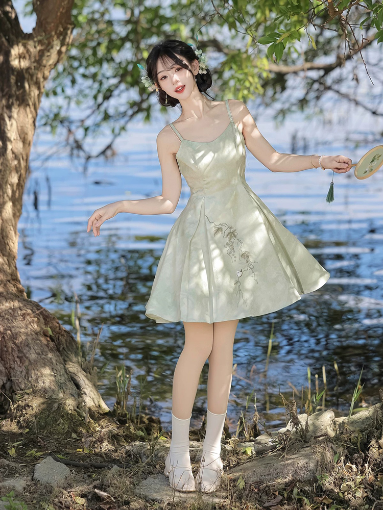Women Summer Hanfu Casual Slip Dress Cute Fashionable Style