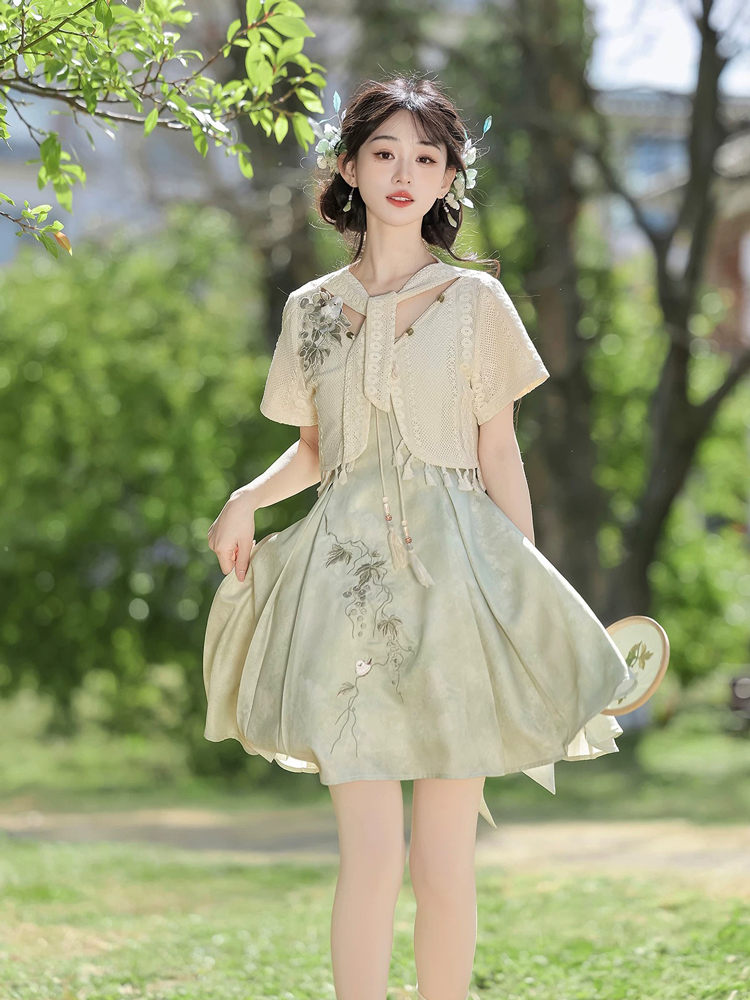 Women Summer Hanfu Casual Slip Dress Cute Fashionable Style