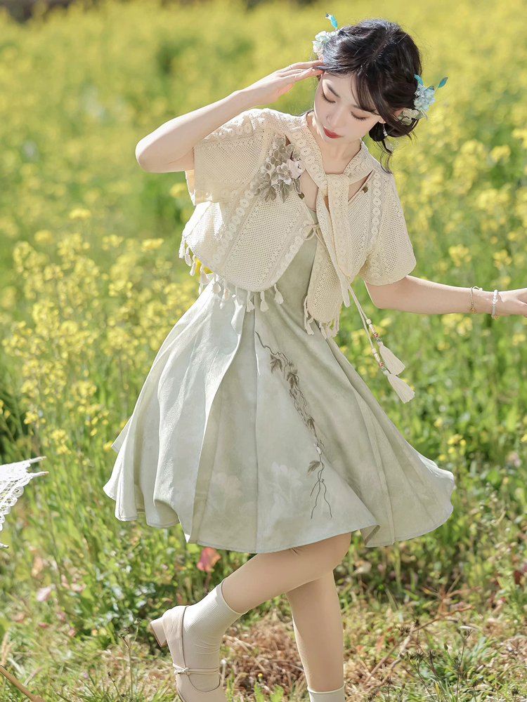 Women Summer Hanfu Casual Slip Dress Cute Fashionable Style