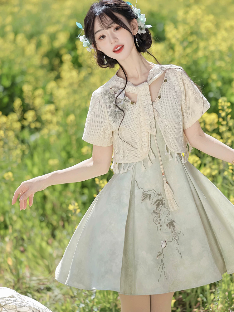 Women Summer Hanfu Casual Slip Dress Cute Fashionable Style