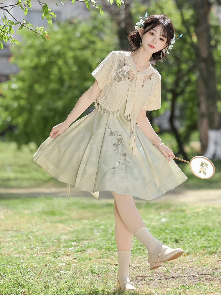 Women Summer Hanfu Casual Slip Dress Cute Fashionable Style