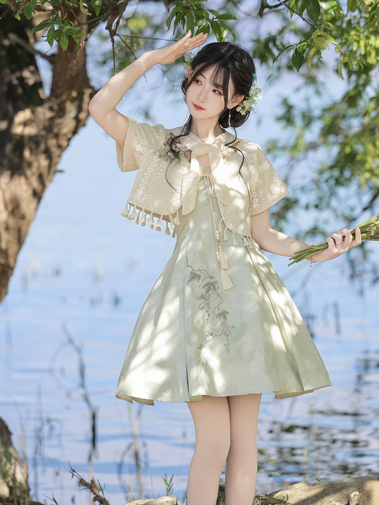 Women Summer Hanfu Casual Slip Dress Cute Fashionable Style