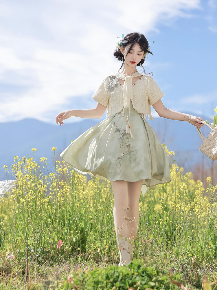 Women Summer Hanfu Casual Slip Dress Cute Fashionable Style