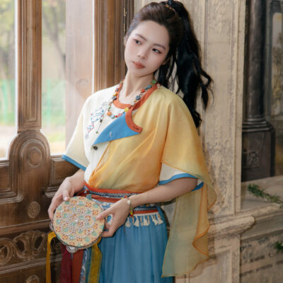 Women Tang Dynasty-Inspired Casual Hanfu Dunhuang-Style Pants Set