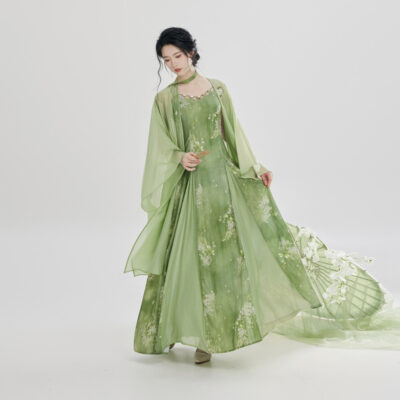 Women Fashion Hanfu New Chinese-Style Green Dress