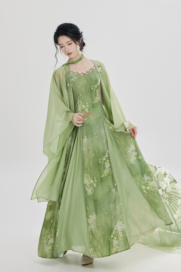 Women Fashion Hanfu New Chinese-Style Green Dress