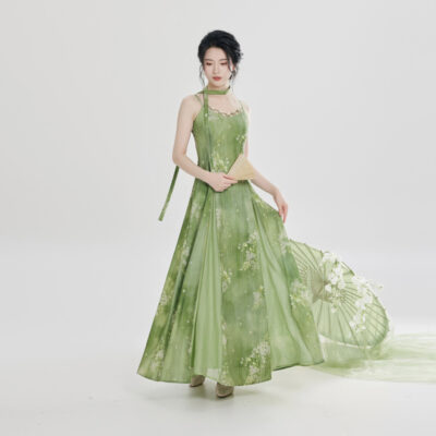 Women Fashion Hanfu New Chinese-Style Green Dress