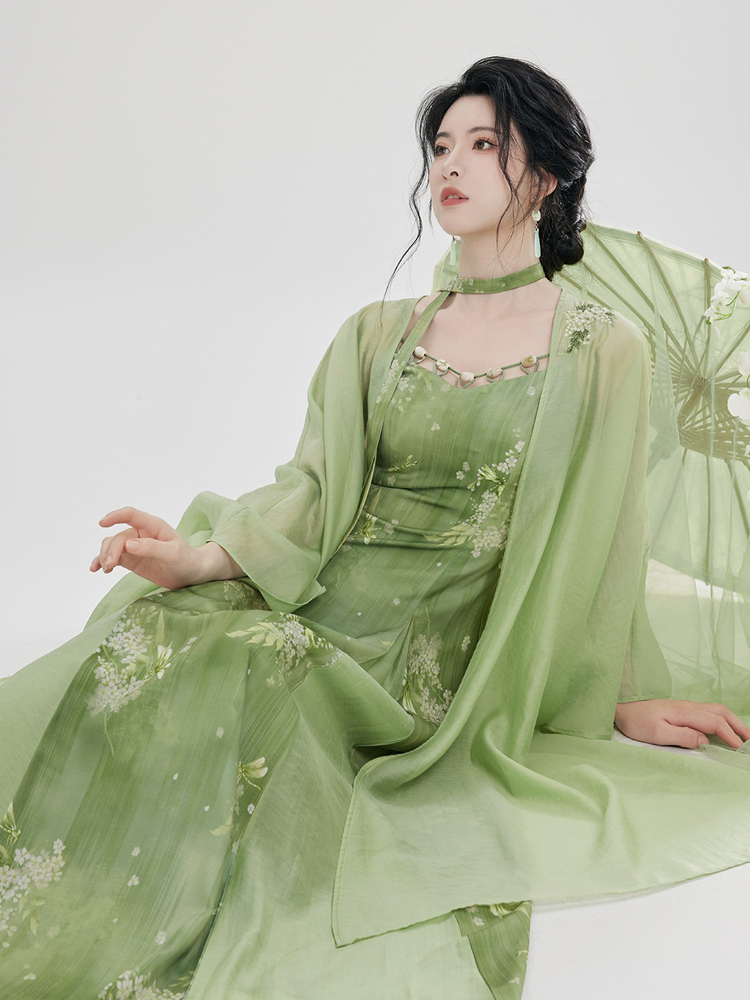 Women Fashion Hanfu New Chinese-Style Green Dress