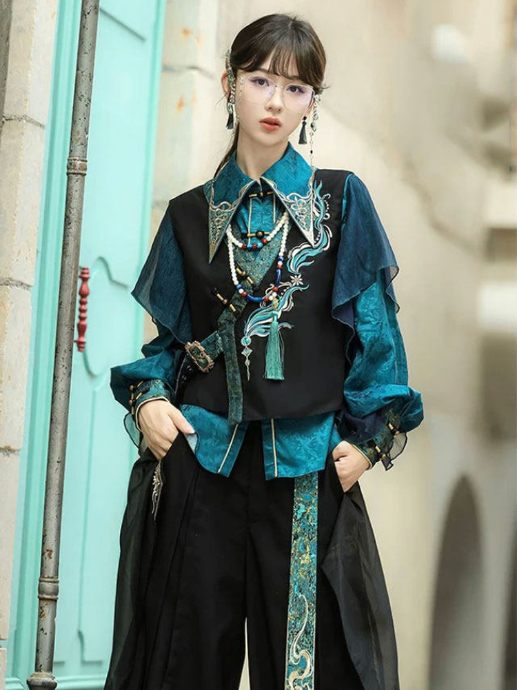 Women Fashionable Hanfu Martial Arts-Style Casual Loose Set