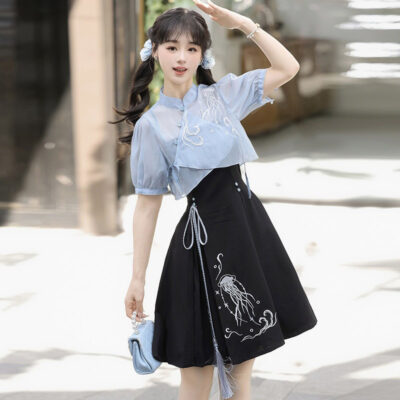 Women Fashionable Summer Hanfu Set Jellyfish Dress