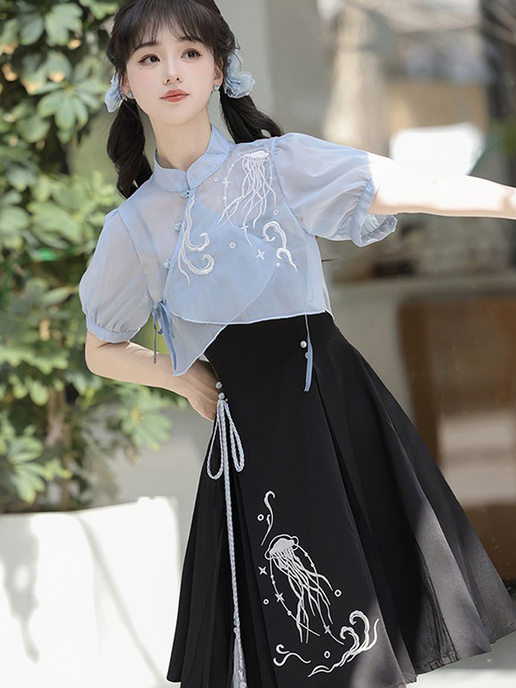 Women Fashionable Summer Hanfu Set Jellyfish Dress