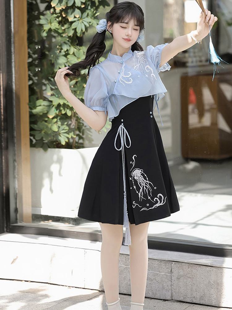 Women Fashionable Summer Hanfu Set Jellyfish Dress