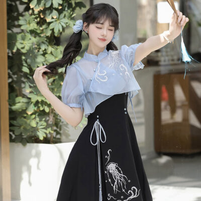 Women Fashionable Summer Hanfu Set Jellyfish Dress