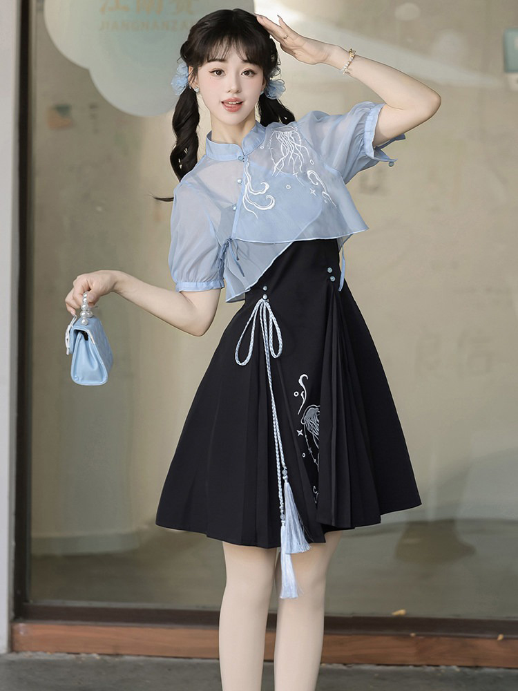 Women Fashionable Summer Hanfu Set Jellyfish Dress