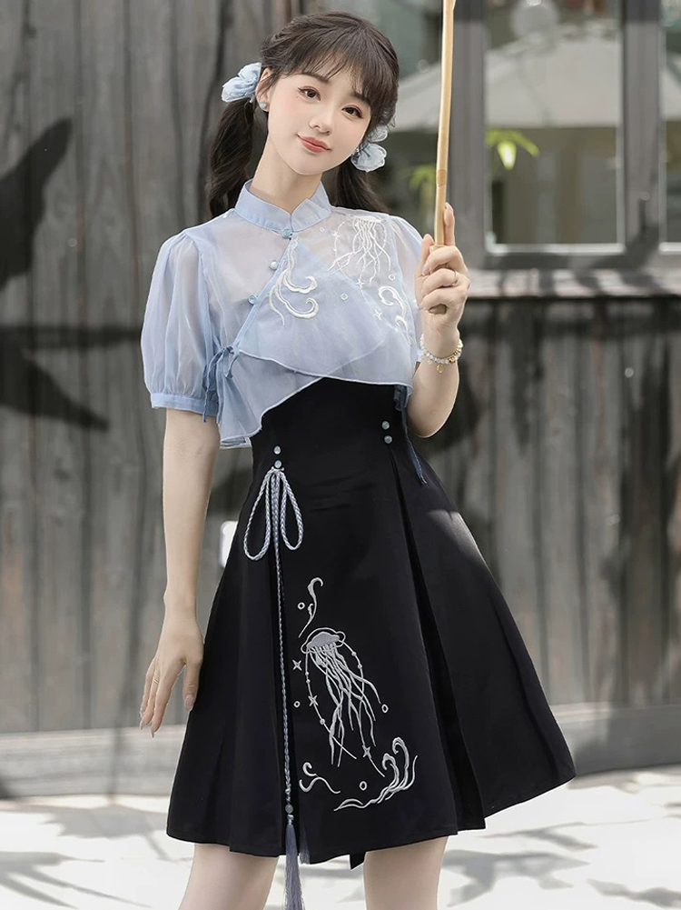 Women Fashionable Summer Hanfu Set Jellyfish Dress