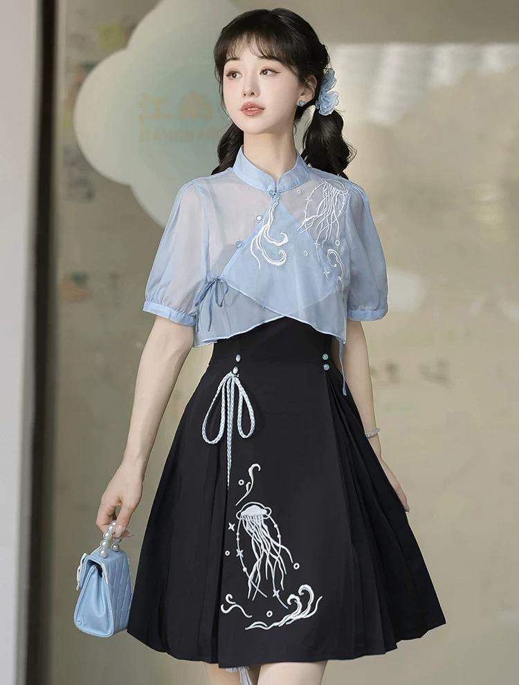 Women Fashionable Summer Hanfu Set Jellyfish Dress
