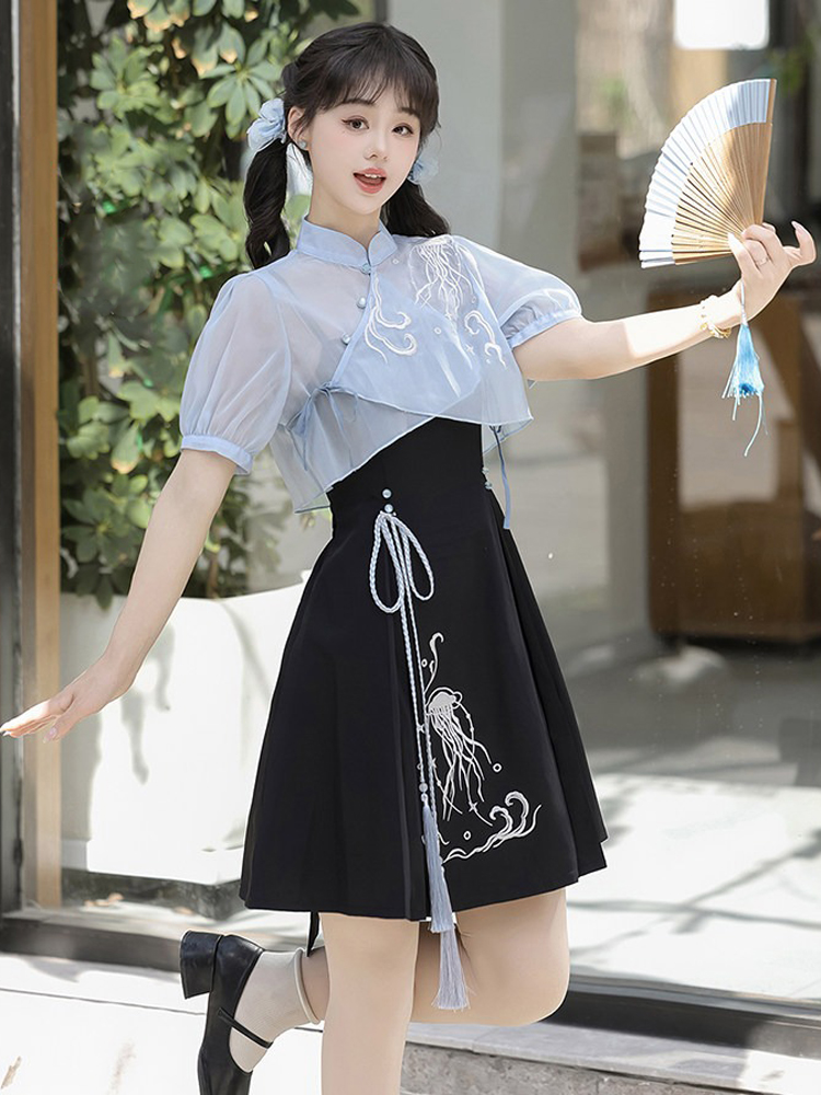 Women Fashionable Summer Hanfu Set Jellyfish Dress
